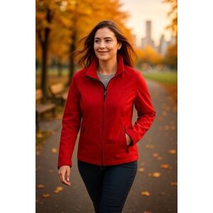 Karbon Women's‎ L Red Softshell Ski Jacket Full Zip Brushed Lining Reflective